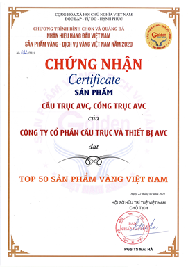 Chứng nhận AVC đạt TOP sản phẩm vàng VN
